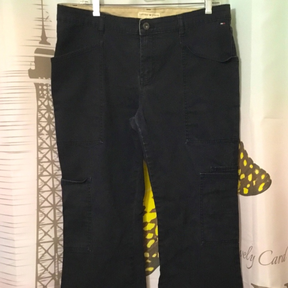 Tommy Hilfiger Y2K Cargo Pants Women Size 15 Flare Leg Canvas Stretch Pants